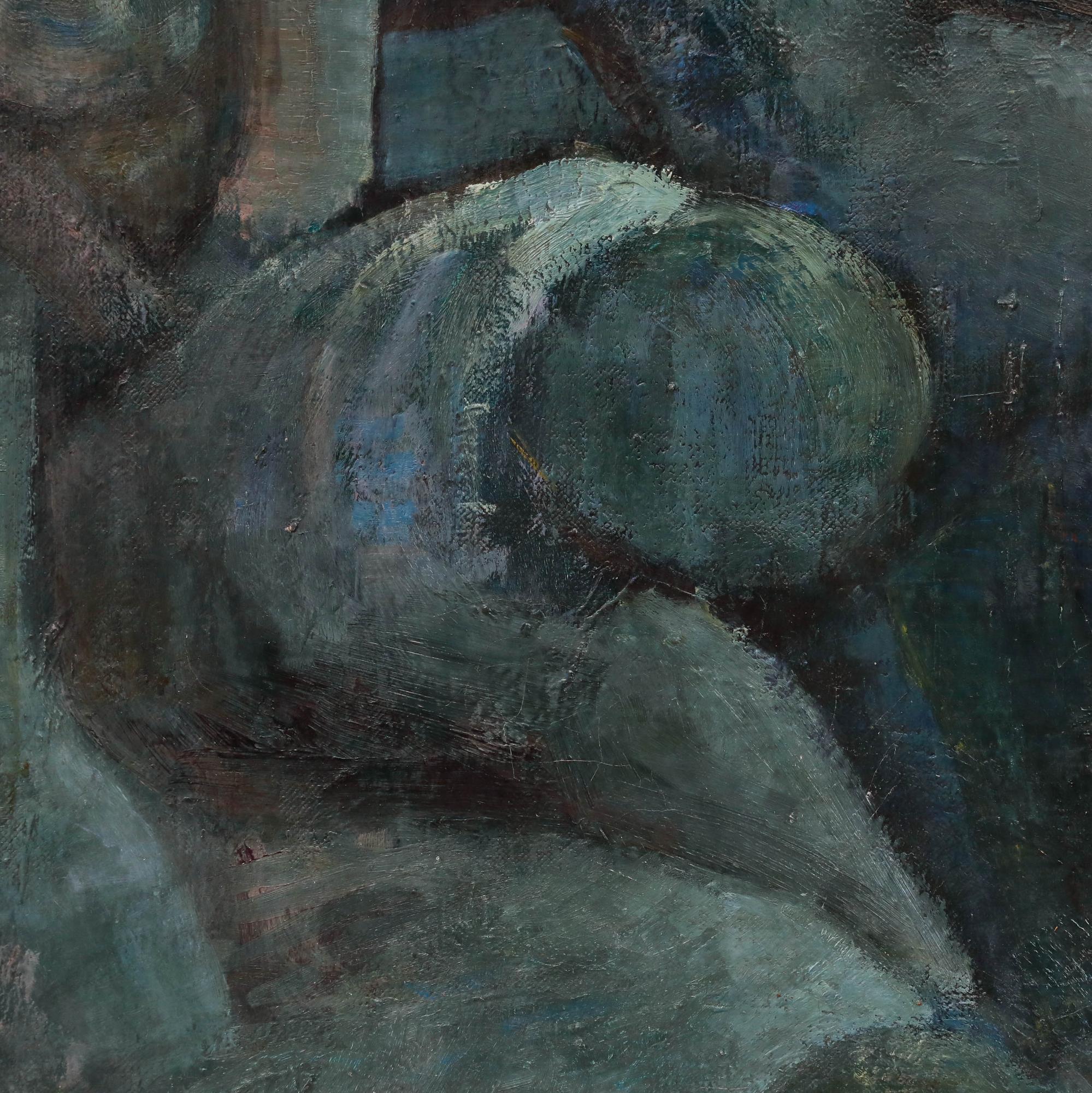 Olio del XX secolo incorniciato - Tumulto nella notte - Abstract Painting Nero di Unknown