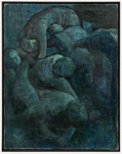 Olio del XX secolo incorniciato - Tumulto nella notte
