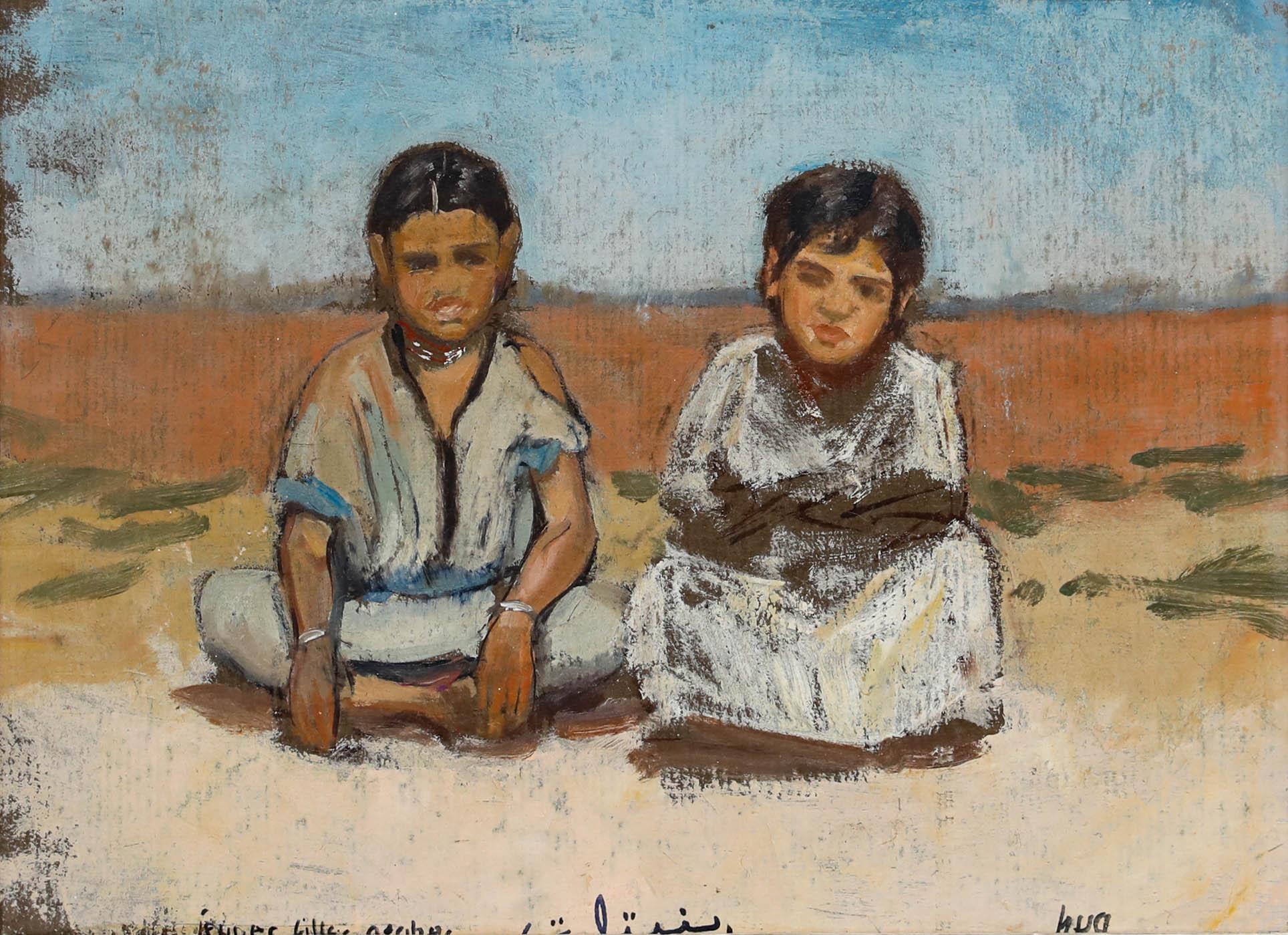 Framed 20th Century Oil - Young Girls - Painting by Unknown