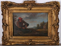 Antique Framed c.1840 Oil - A Pesky Stone in the Shoe