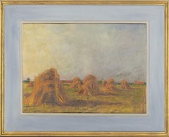 Framed c.1948 Oil - Belgian Corn Stooks