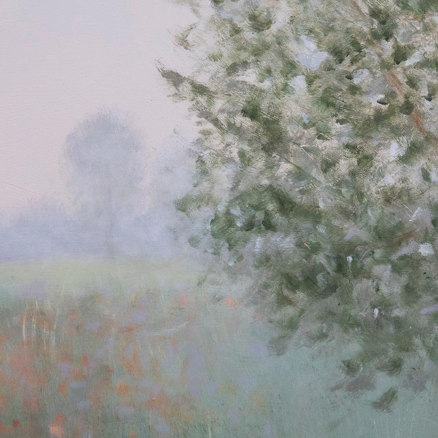 Framed Contemporary Acrylic - Misty Morning For Sale 1