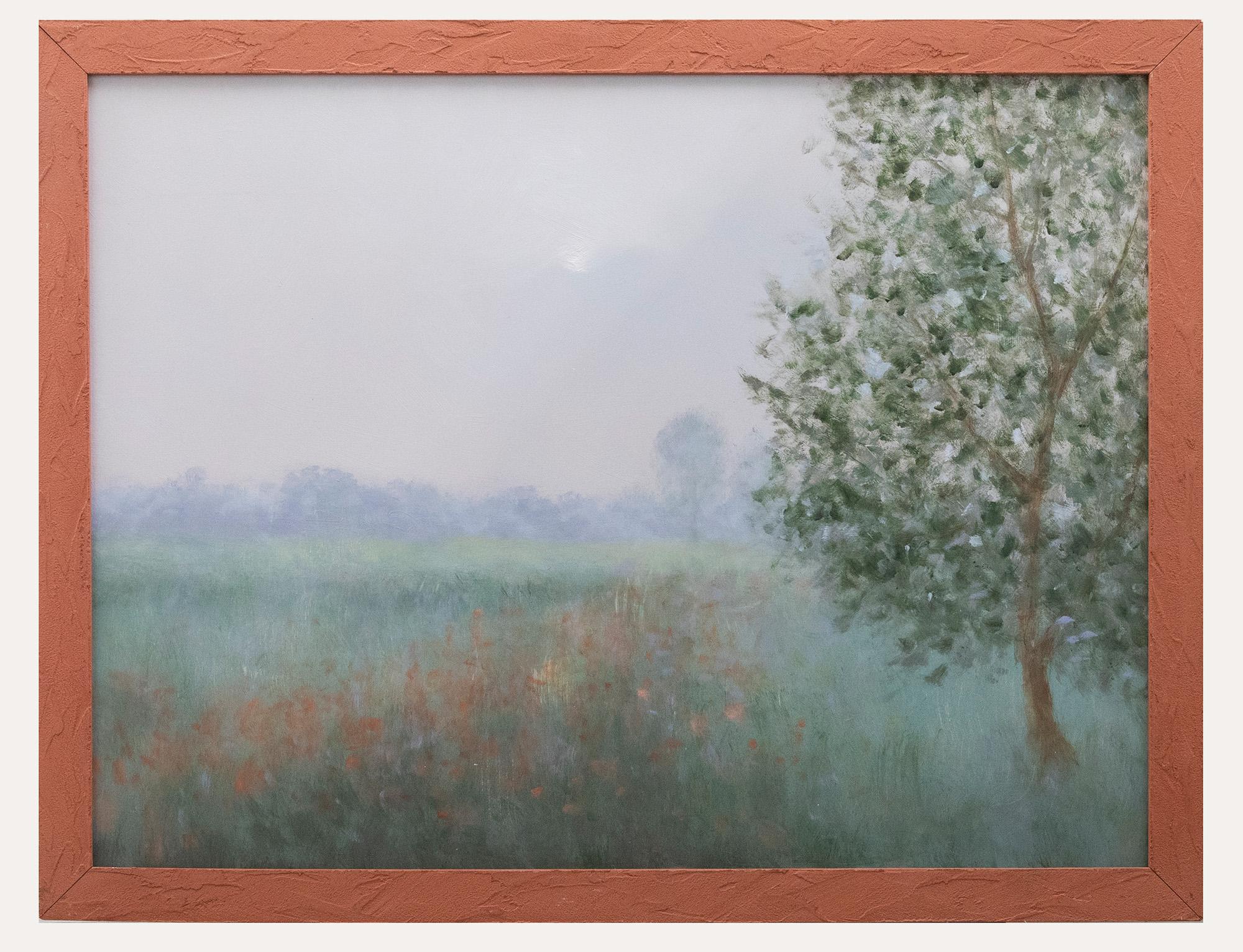 Unknown Landscape Painting - Framed Contemporary Acrylic - Misty Morning