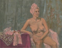 Framed Contemporary Acrylic - Seated Nude