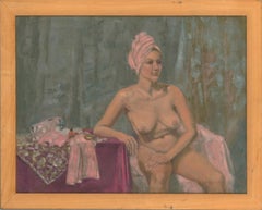 Framed Contemporary Acrylic - Seated Nude