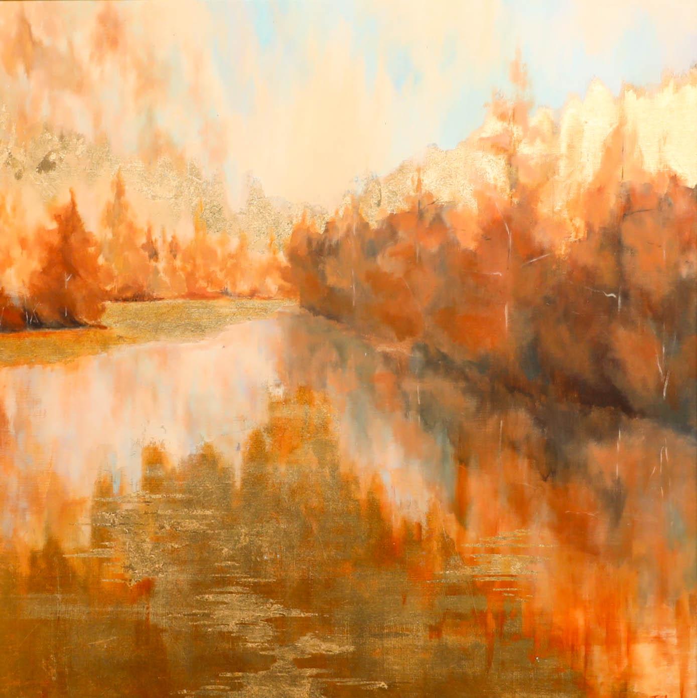 Gerahmtes Contemporary Öl - Herbstfarbe – Painting von Unknown