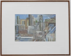 Framed Contemporary Oil - City Skyscrapers