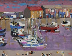 Framed Contemporary Oil - Lyme Regis Harbour