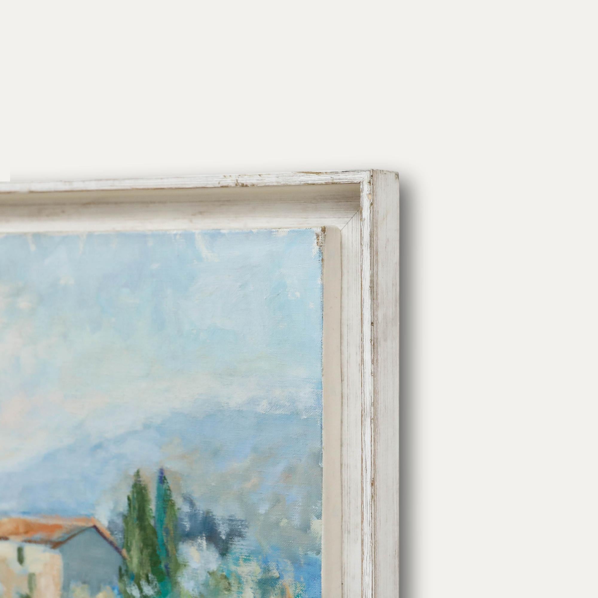 Gerahmtes zeitgenössisches Öl - Provenzalische Landschaft im Angebot 1