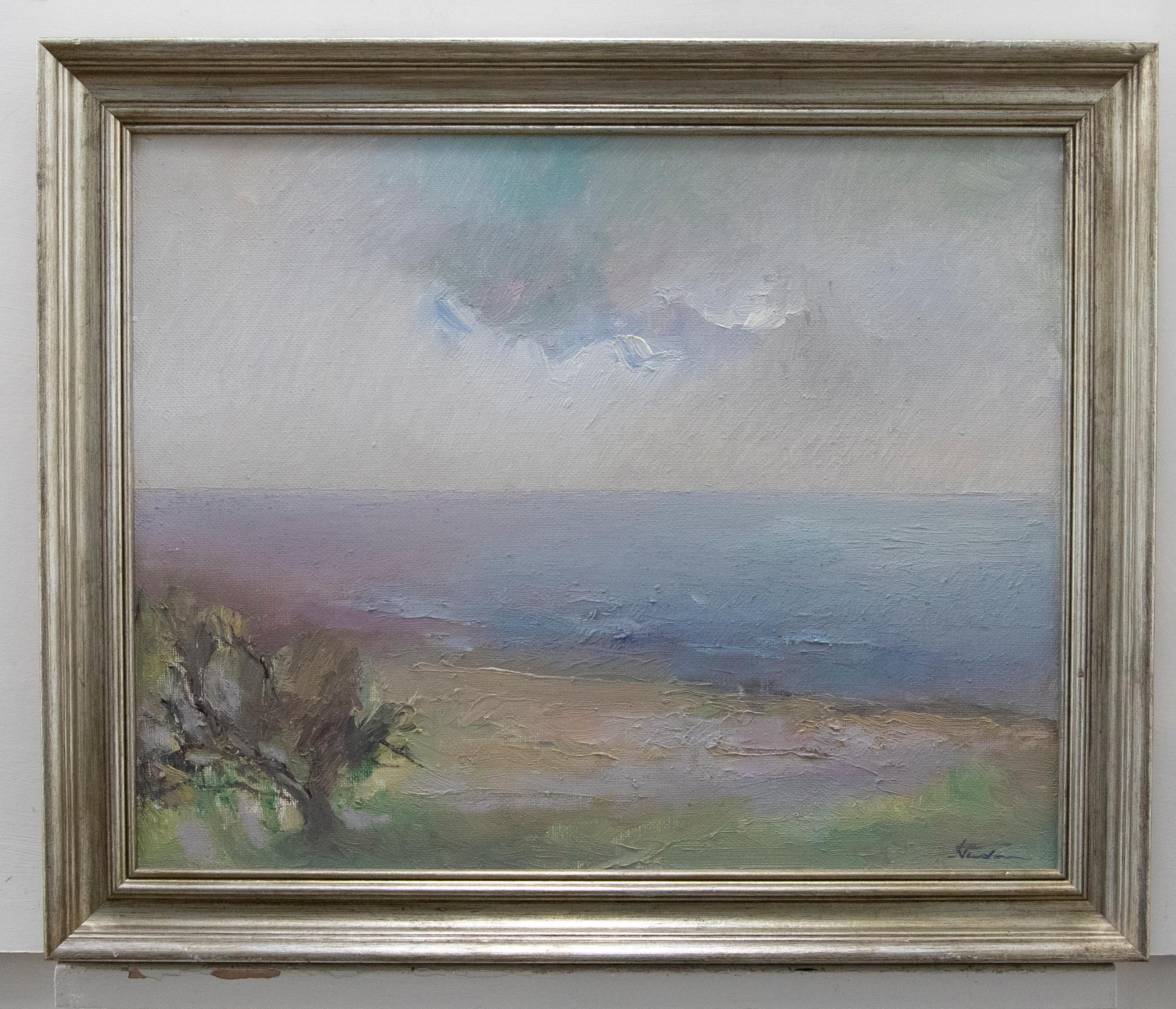 Unknown Figurative Painting - Framed Contemporary Oil - Rain Cloud