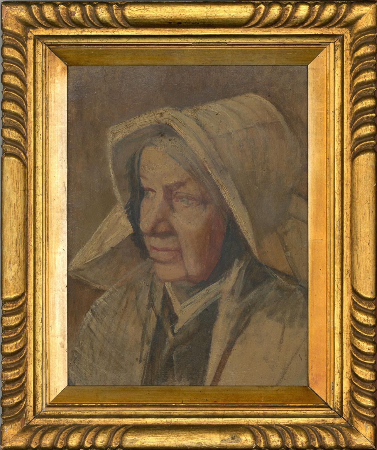 Unknown Portrait Painting - Framed Continental School 19th Century Oil - Portrait of an Old Woman
