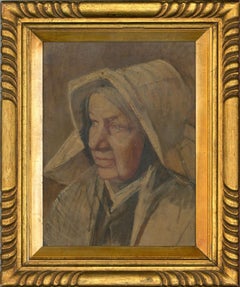 Framed Continental School 19th Century Oil - Portrait of an Old Woman