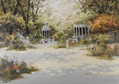 Framed Continental School 20th Century Oil - Italian Gardens in Summer
