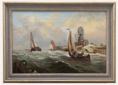 Framed Dutch School 19th Century Oil - Sailing through Rough Waters