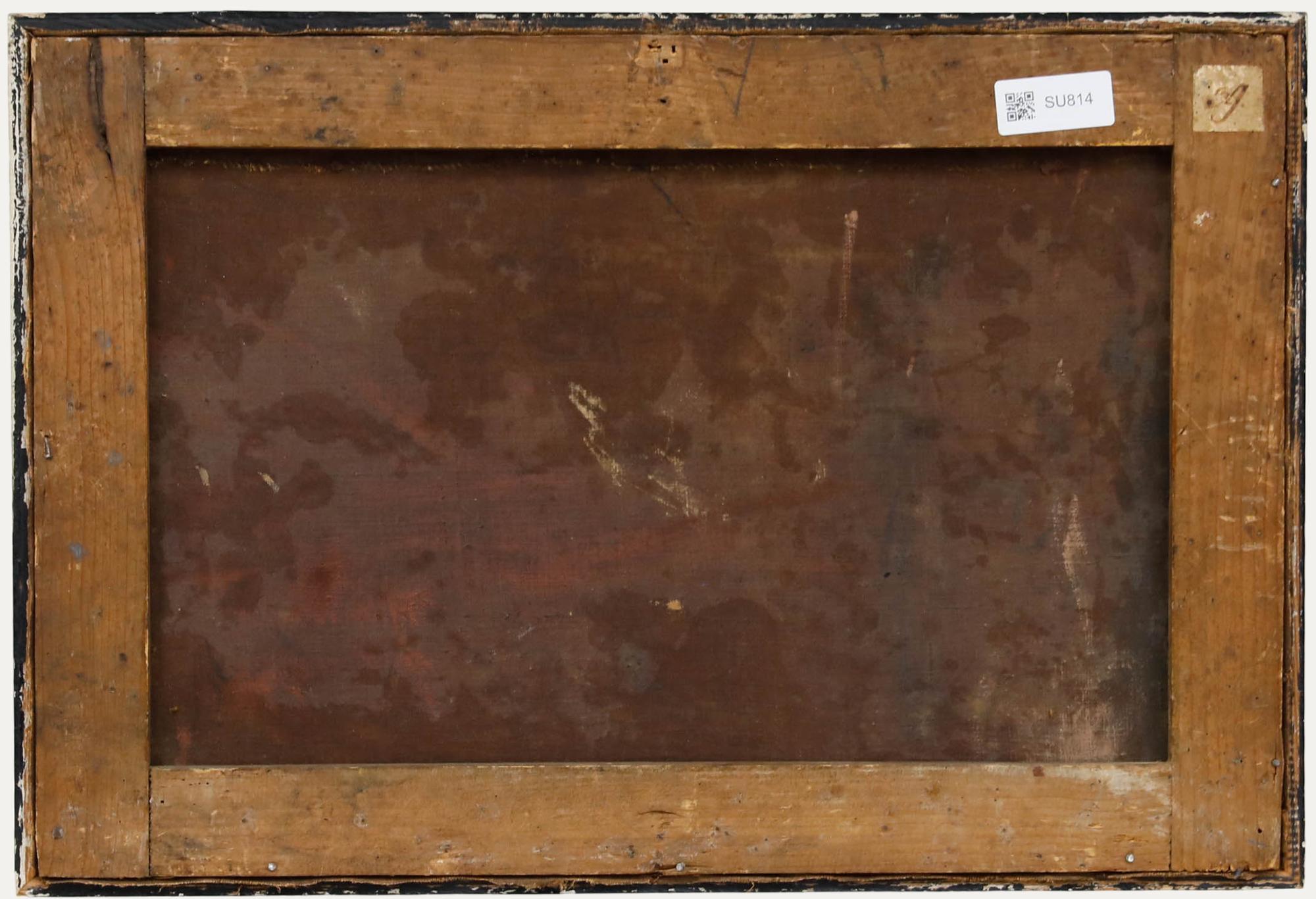 Huile encadrée du début du 19e siècle - Au coin du feu - Noir Figurative Painting par Unknown