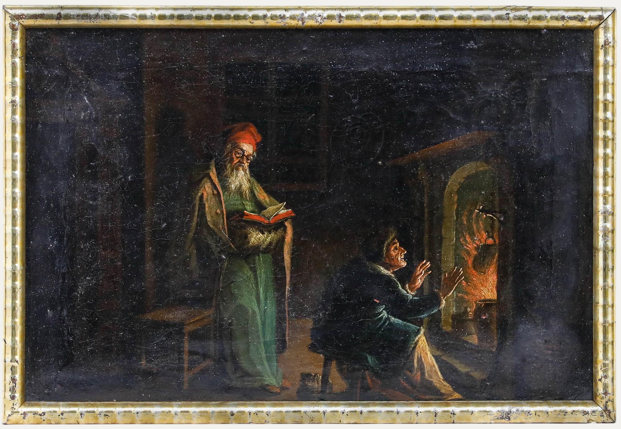 Gerahmtes Öl aus dem frühen 19. Jahrhundert - Am Feuer