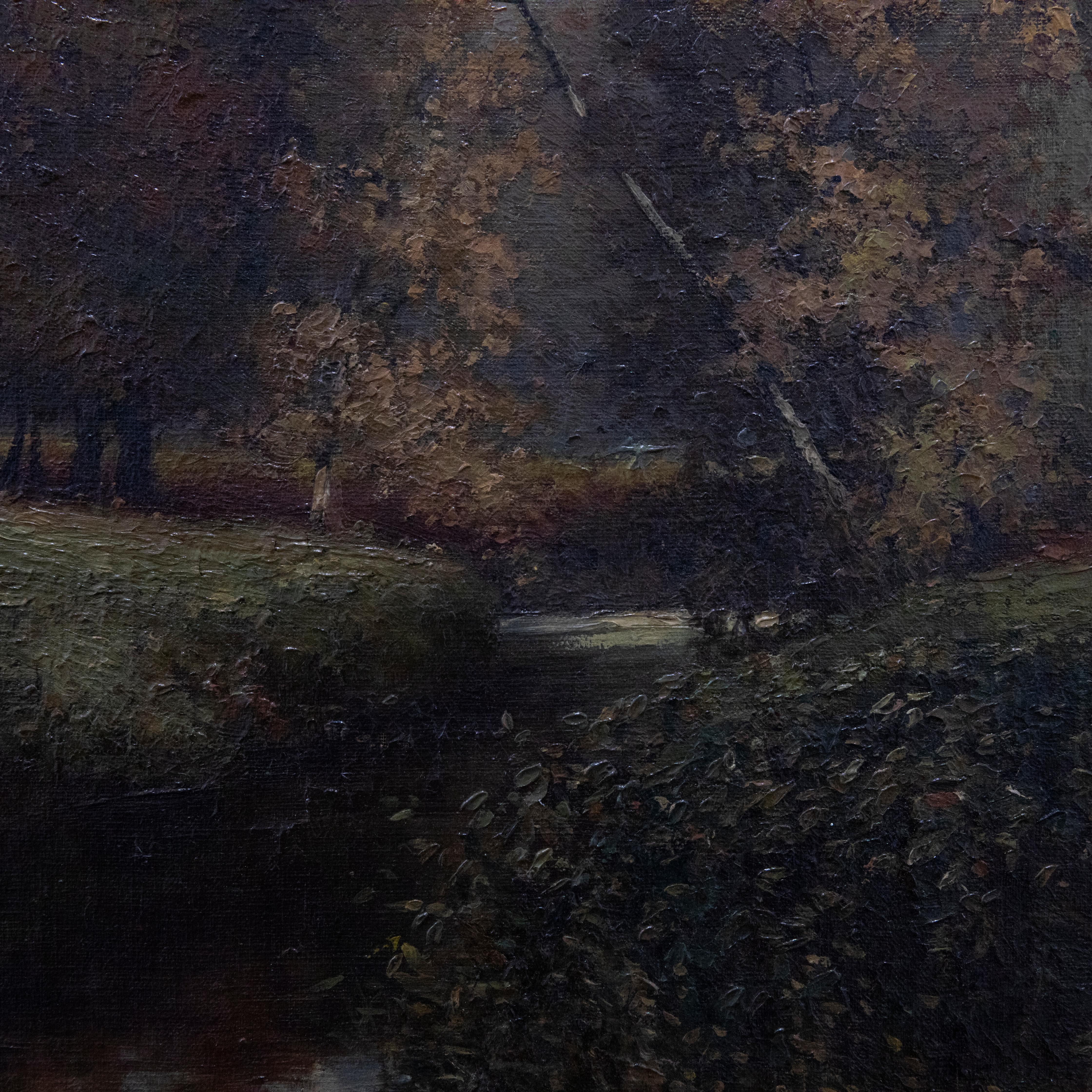 Framed Early 20th Century Oil - A Crisp Autumn Day For Sale 1