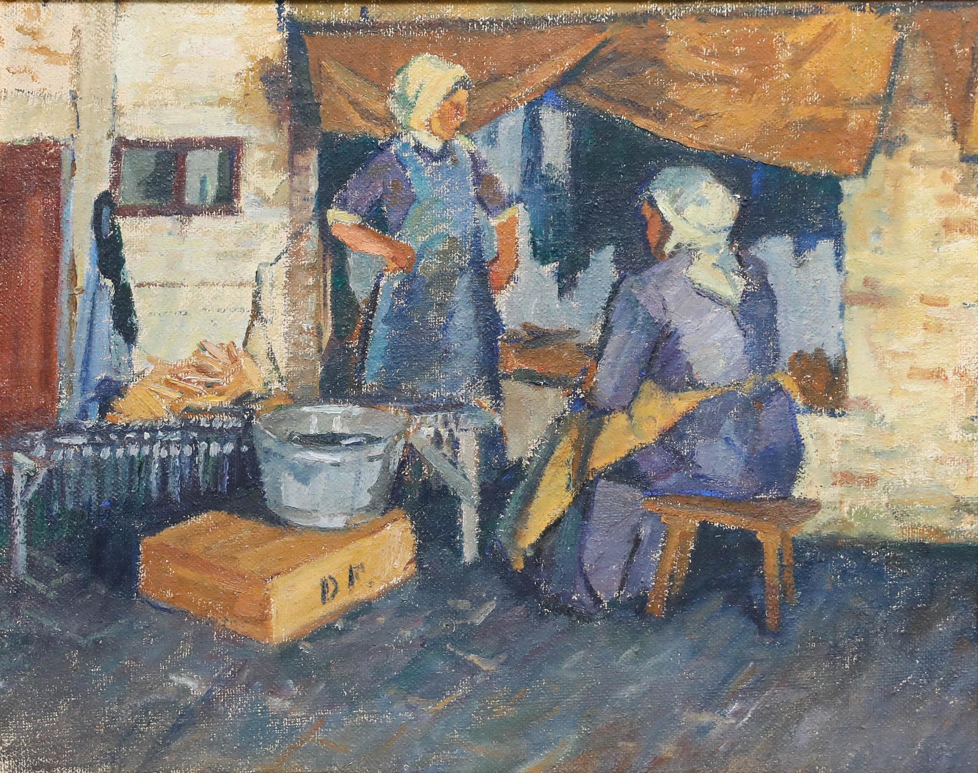 Huile encadrée du début du 20e siècle - A Hard Day's Work - Painting de Unknown