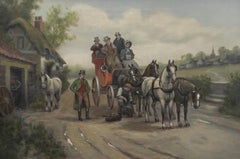 Huile encadrée du début du 20e siècle - Un métier de porteur