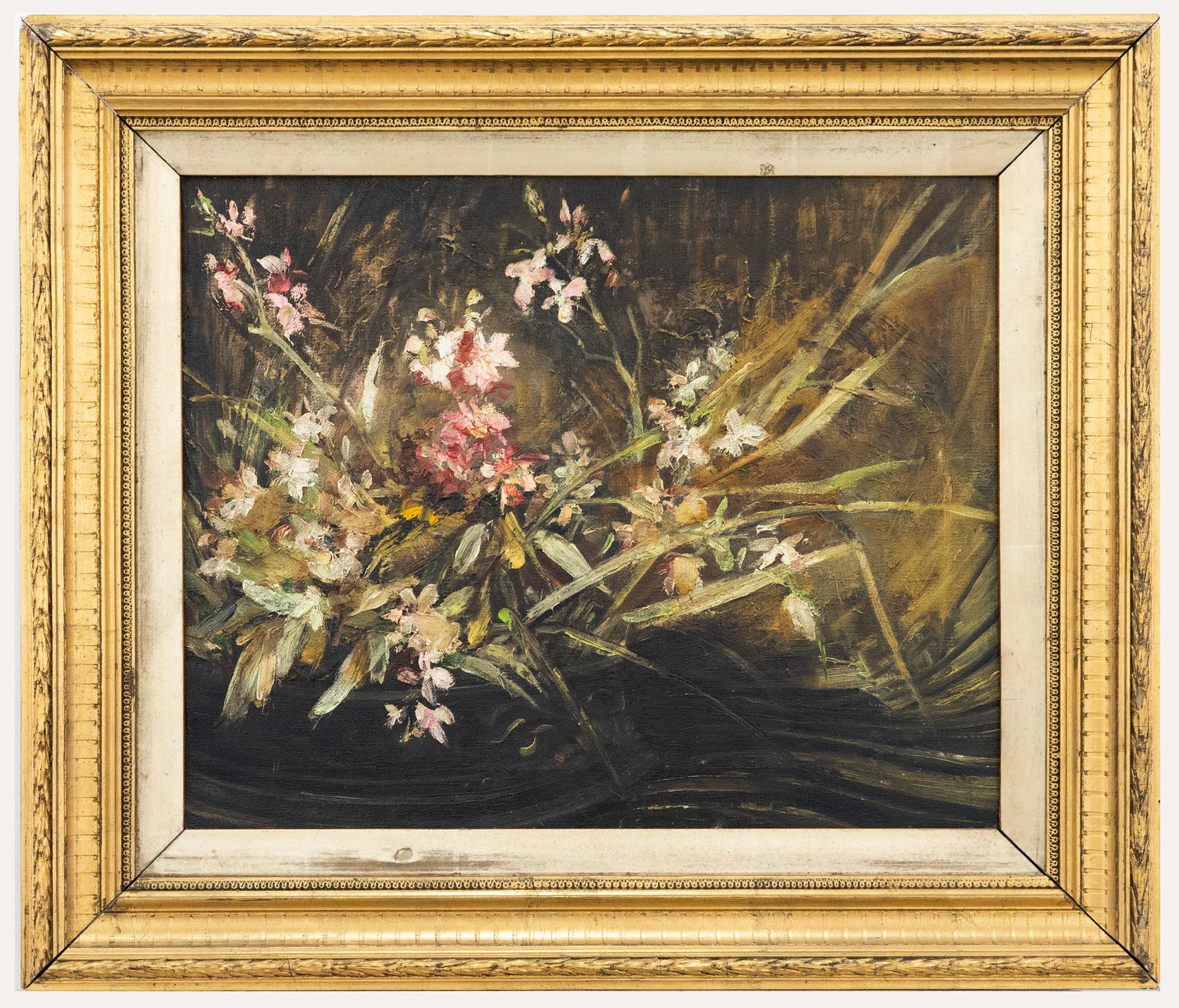 Unknown Still-Life Painting - Framed Early 20th Century Oil - Beeblossom