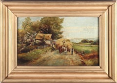 Framed Early 20th Century Oil - Bringing in the Hay