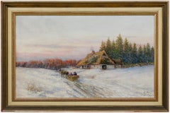 Framed Early 20th Century Oil - Dashing Through the Snow