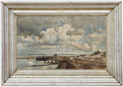 Gerahmtes Öl aus dem frühen 20. Jahrhundert - Figuren am Strand