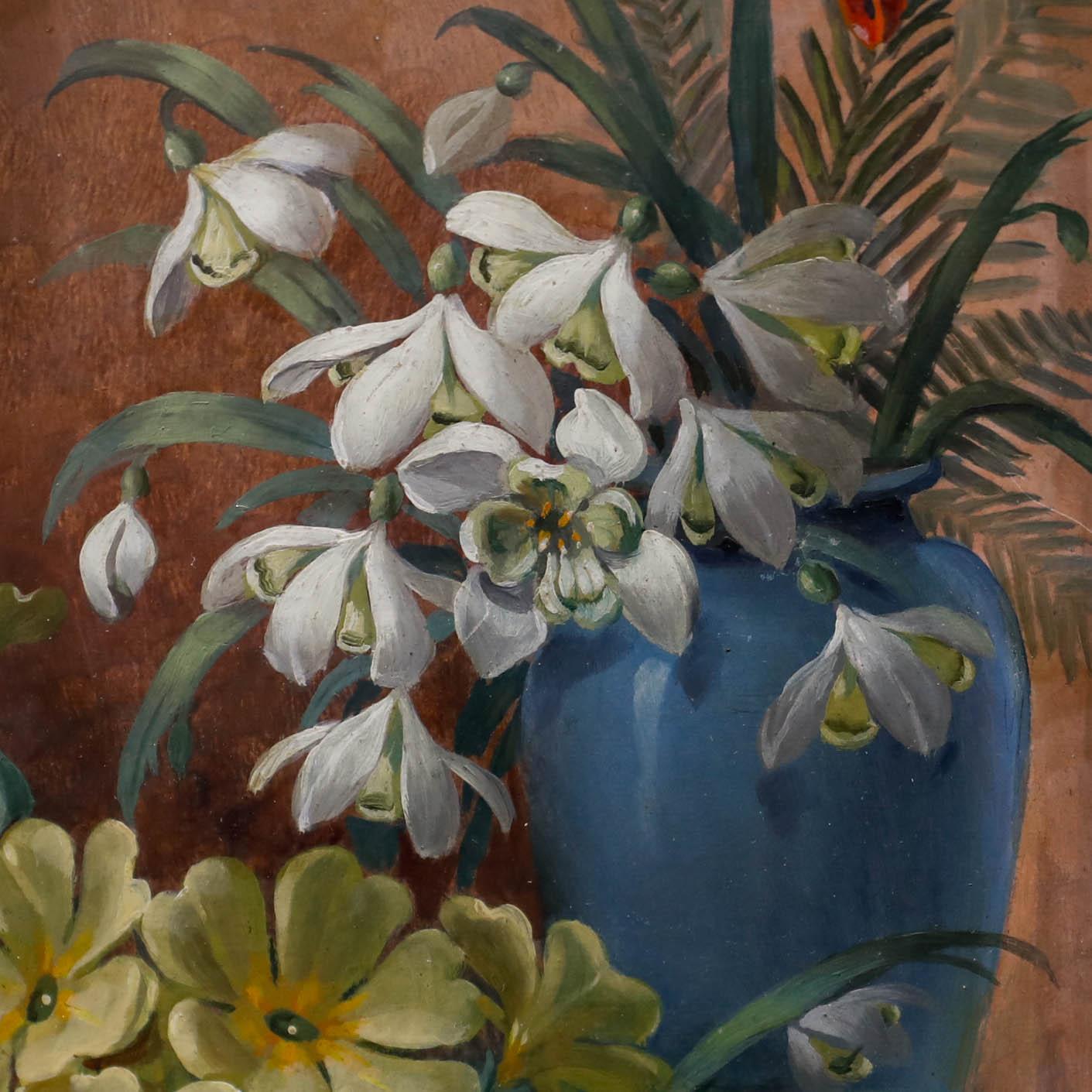 Gerahmtes Ölgemälde des frühen 20. Jahrhunderts – Blumenstillleben im Angebot 1