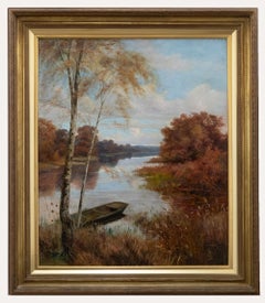 Vintage Framed Early 20th Century Oil - Idyllic River View