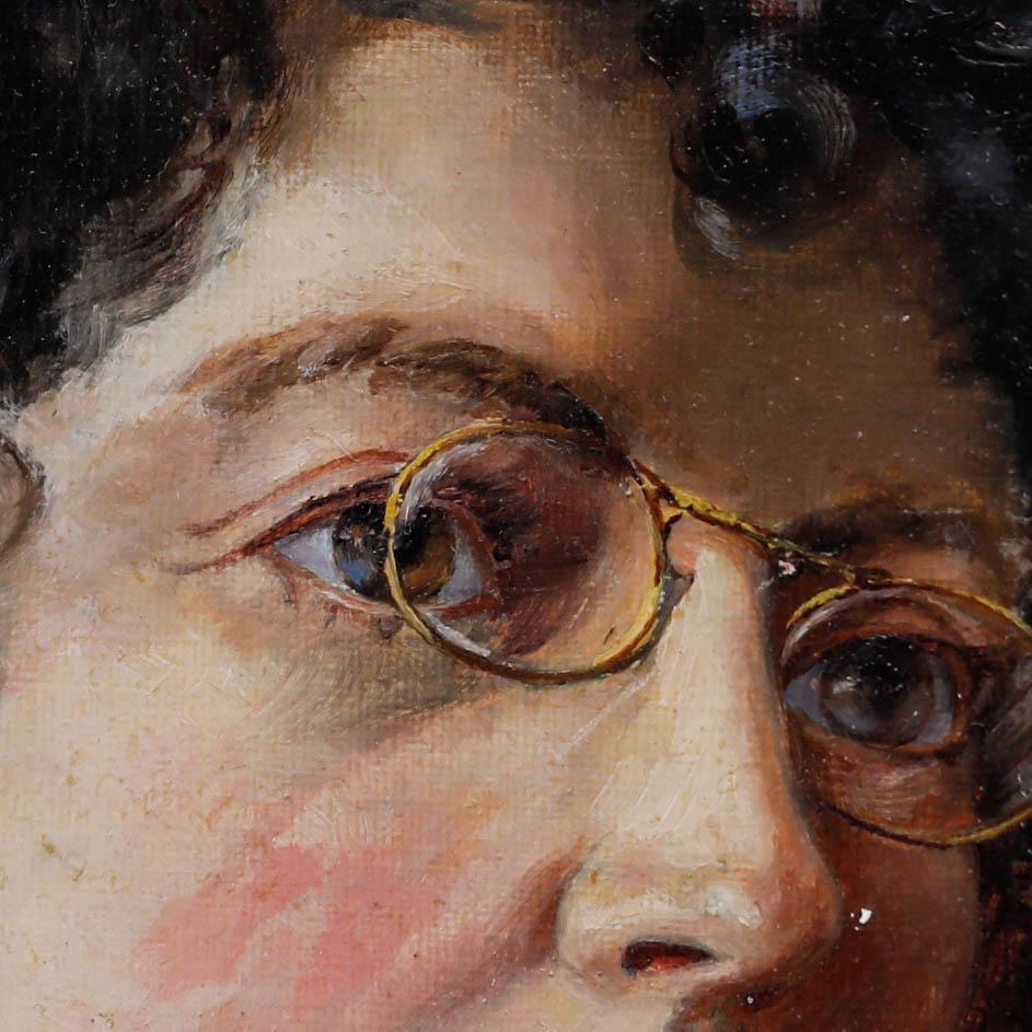 Óleo enmarcado de principios del siglo XX - Dama de amarillo - Portrait Painting Amarillo de Unknown