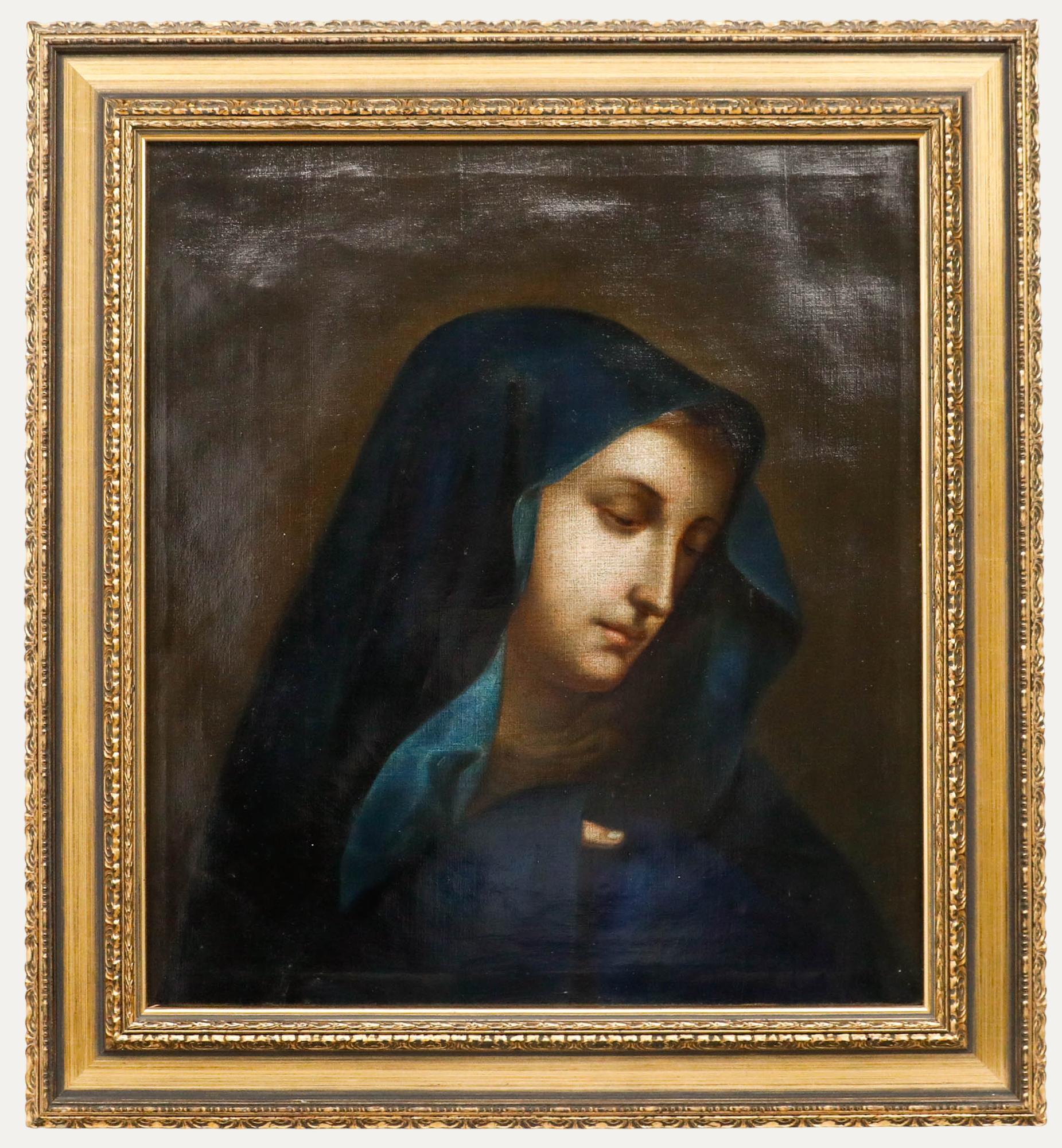 Figurative Painting de Unknown - Óleo enmarcado de principios del siglo XX - Mater Dolorosa