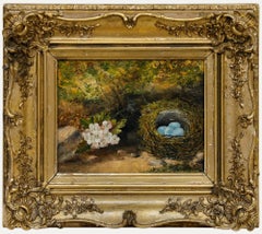 Framed Early 20th Century Oil - May Blossom and Hedge-Sparrow's Nest
