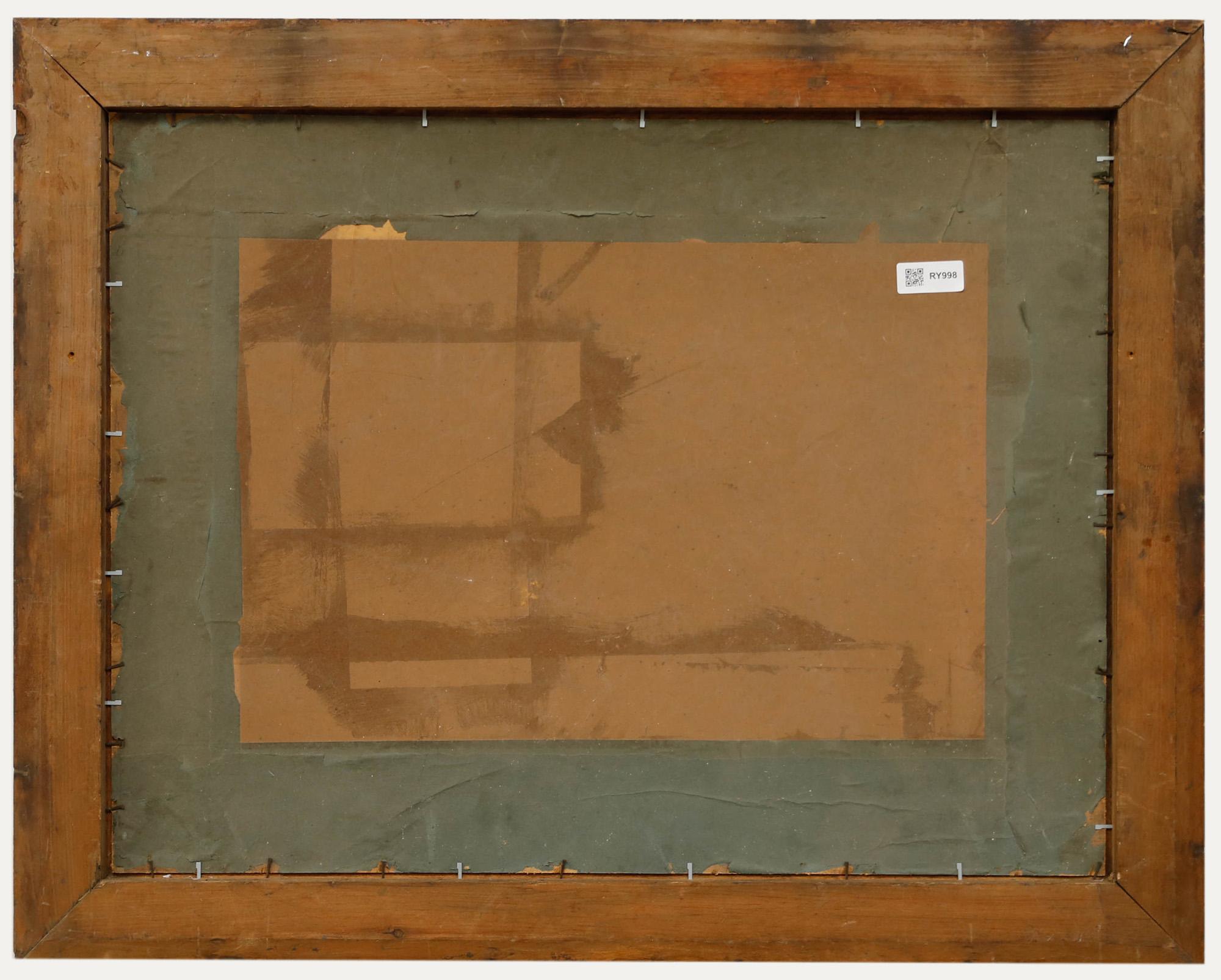 Huile encadrée du début du 20e siècle - Nature morte militaire - Marron Still-Life Painting par Unknown