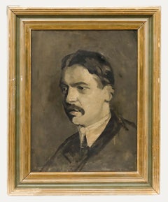 Framed Early 20th Century Oil - Monochrome Portrait of a Gentleman
