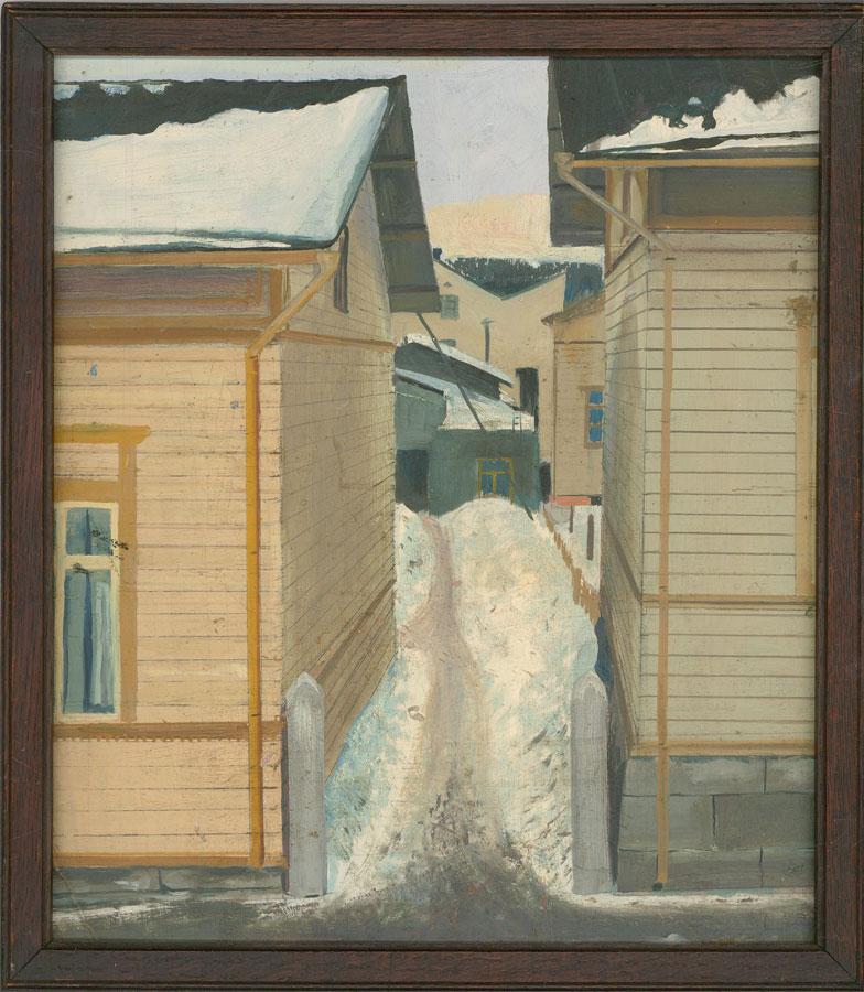 Framed Early 20th Century Oil - Nordic Lodges For Sale 1