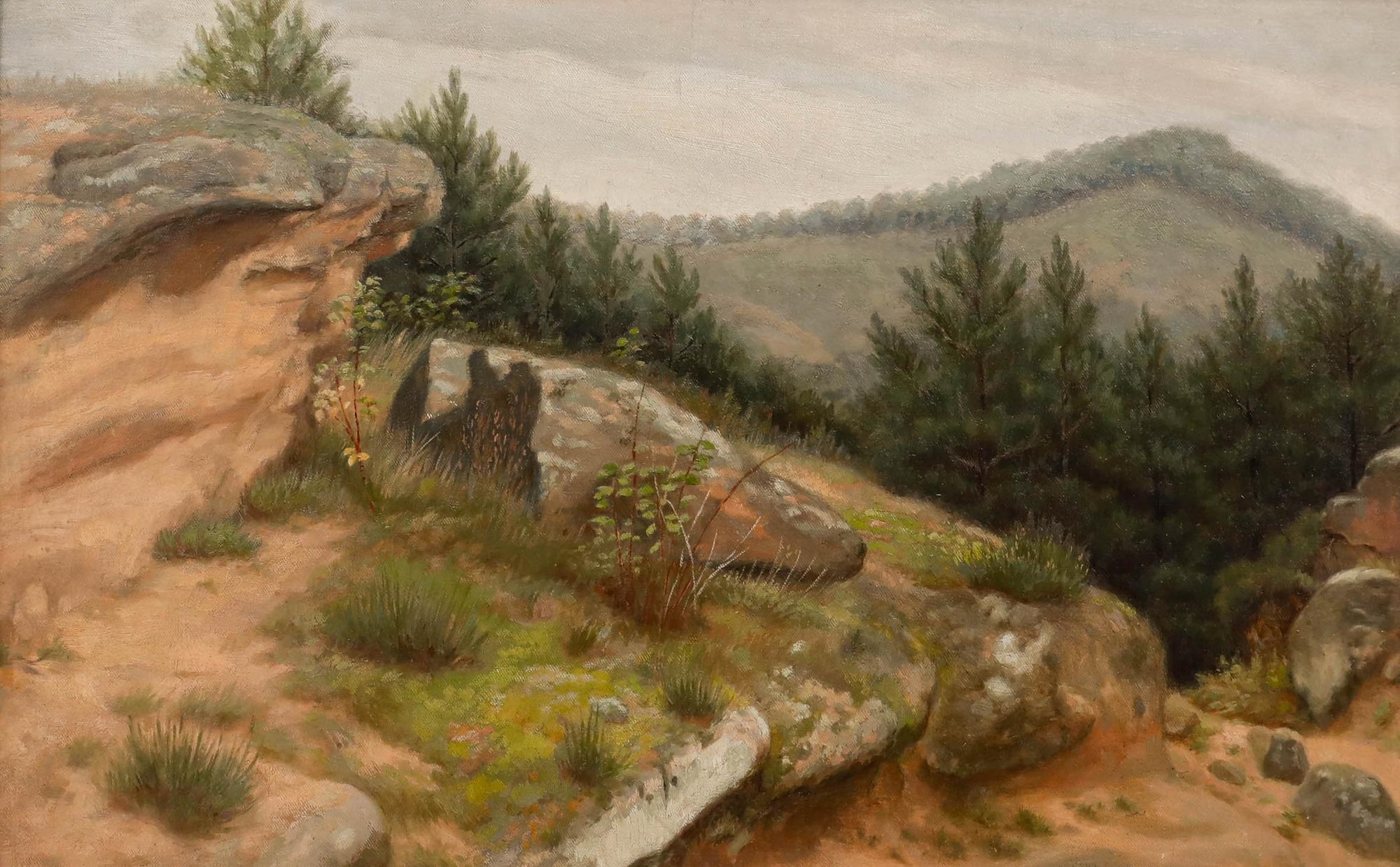 Gerahmtes Öl des frühen 20. Jahrhunderts - Pfälzer Wald – Painting von Unknown