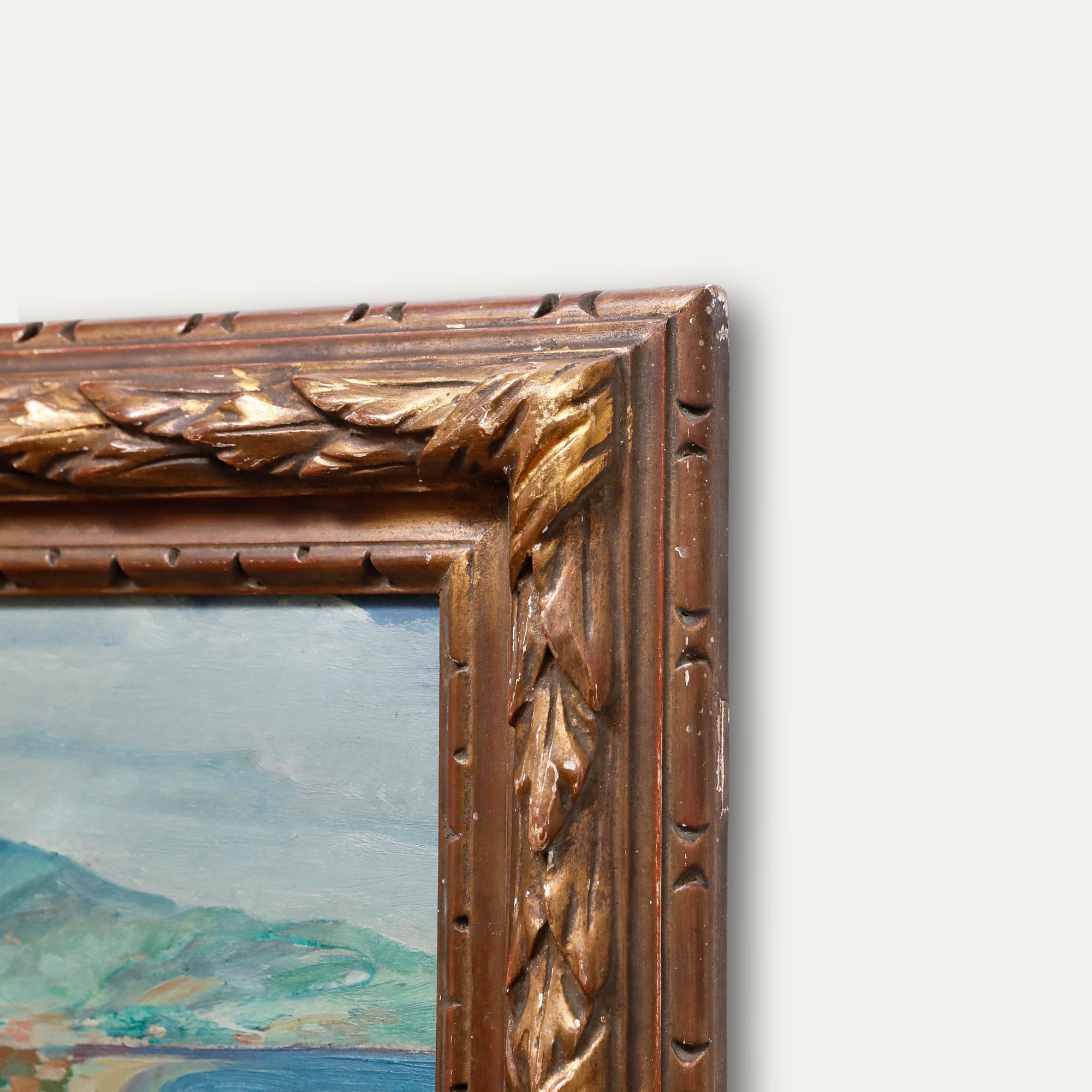 Huile encadrée du début du 20e siècle - Paysage du Sud en vente 1
