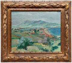 Huile encadrée du début du 20e siècle - Paysage du Sud