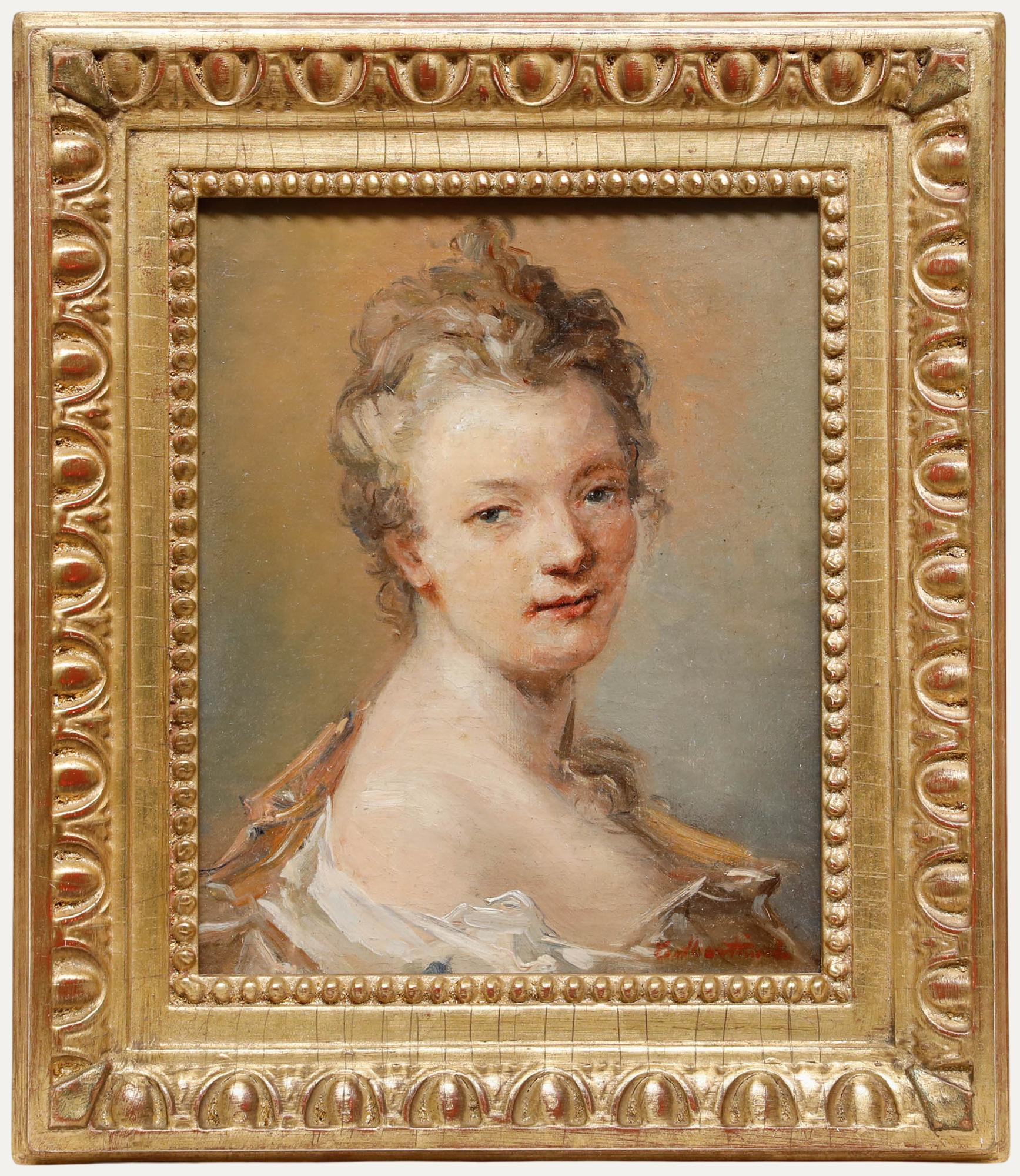 Unknown Portrait Painting - Framed Early 20th Century Oil - Portrait of a Lady