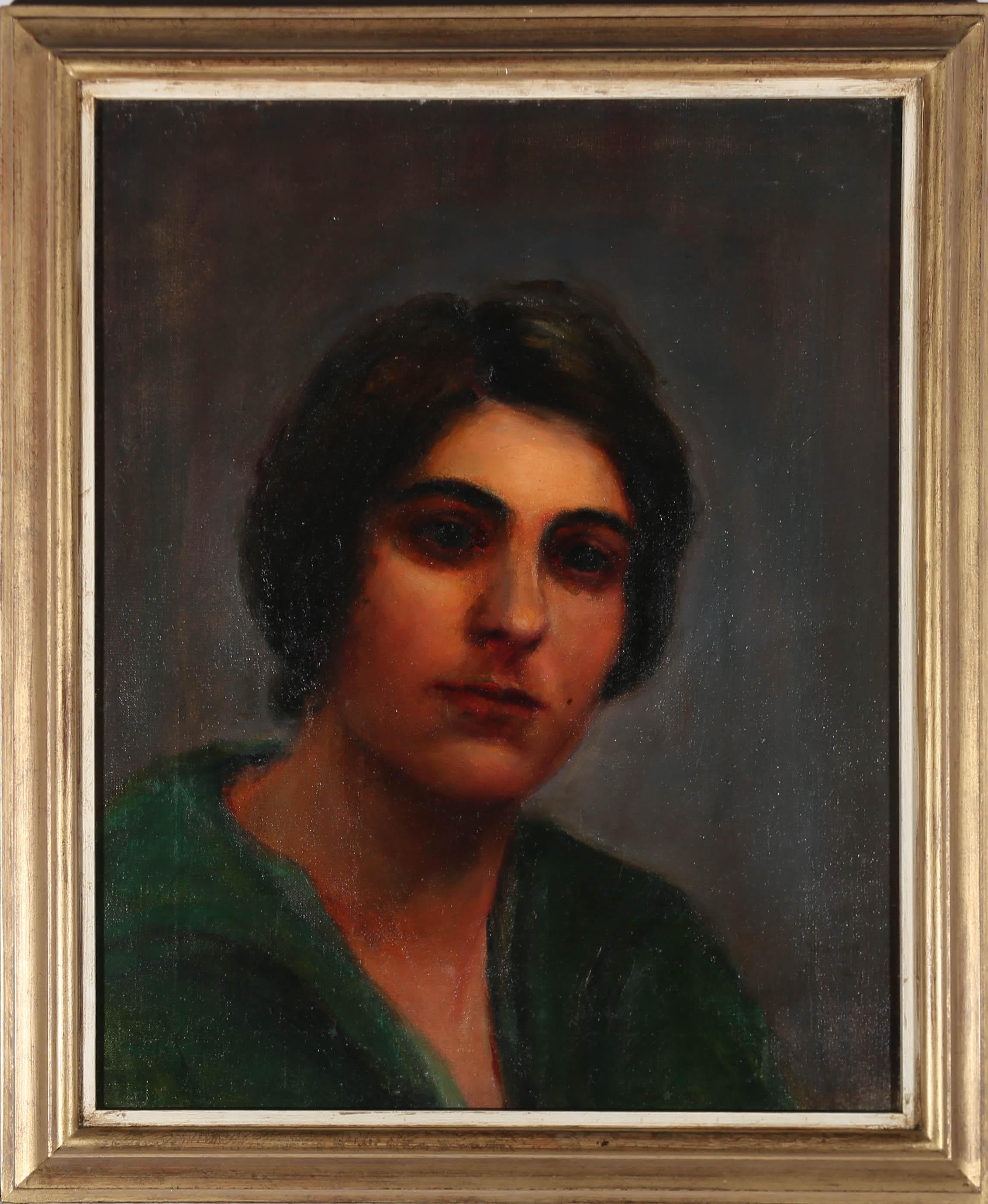 Unknown Portrait Painting - Framed Early 20th Century Oil - Portrait of a Lady