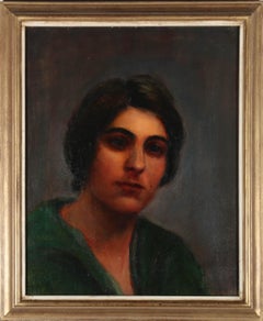 Gerahmtes Ölgemälde des frühen 20. Jahrhunderts – Porträt einer Dame