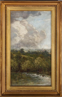 Antique Framed Early 20th Century Oil - River Landscape
