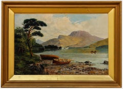 Framed Early 20th Century Oil - Rowing Boats by the River
