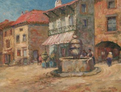 Framed Early 20th Century Oil - Spanish Town Square