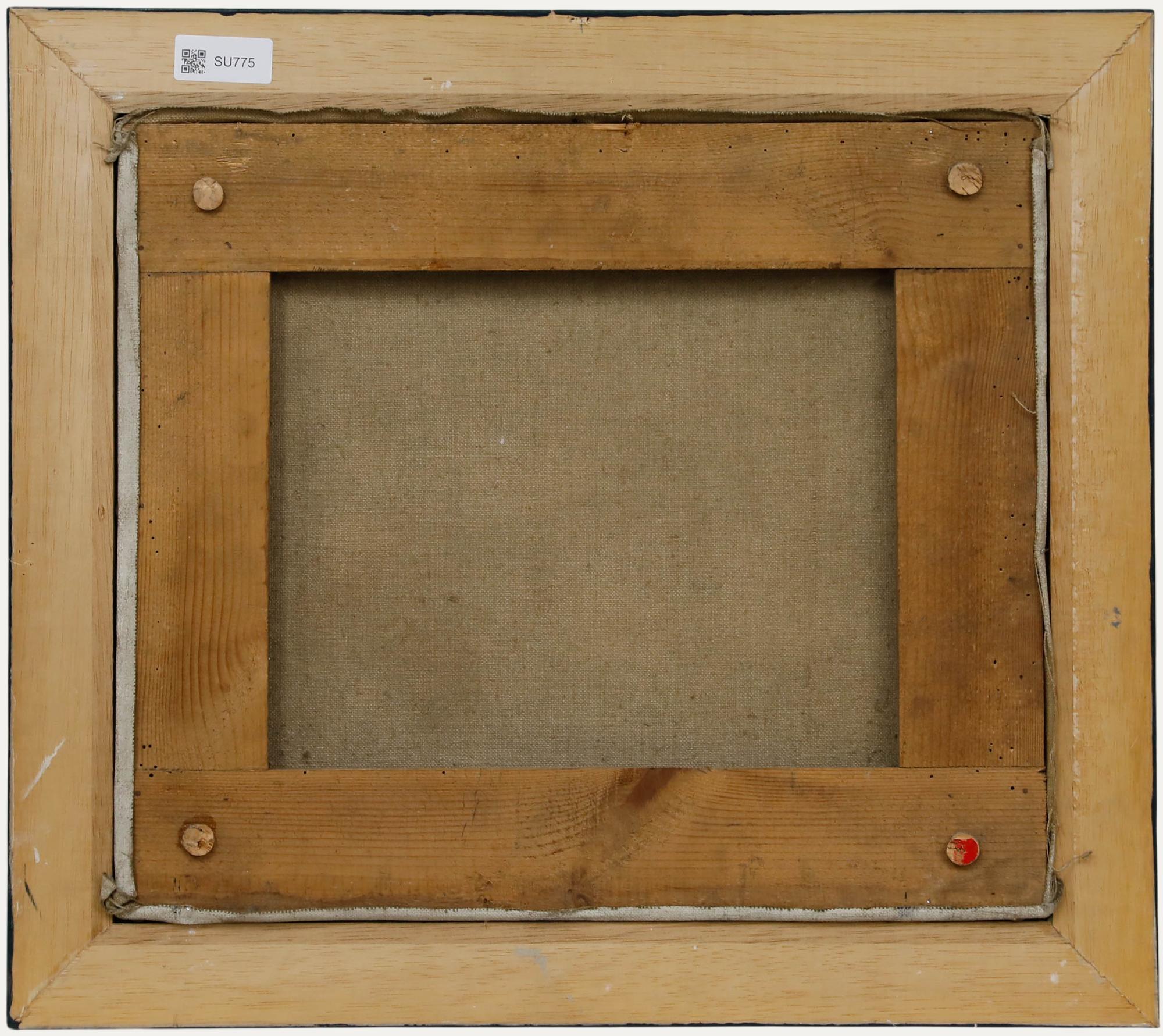 Huile encadrée du début du 20e siècle - Nature morte au sucrier et aux œufs de Pâques - Noir Still-Life Painting par Unknown