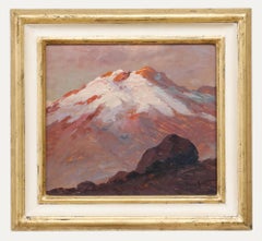 Framed Early 20th Century Oil - Sunset on the Alps II