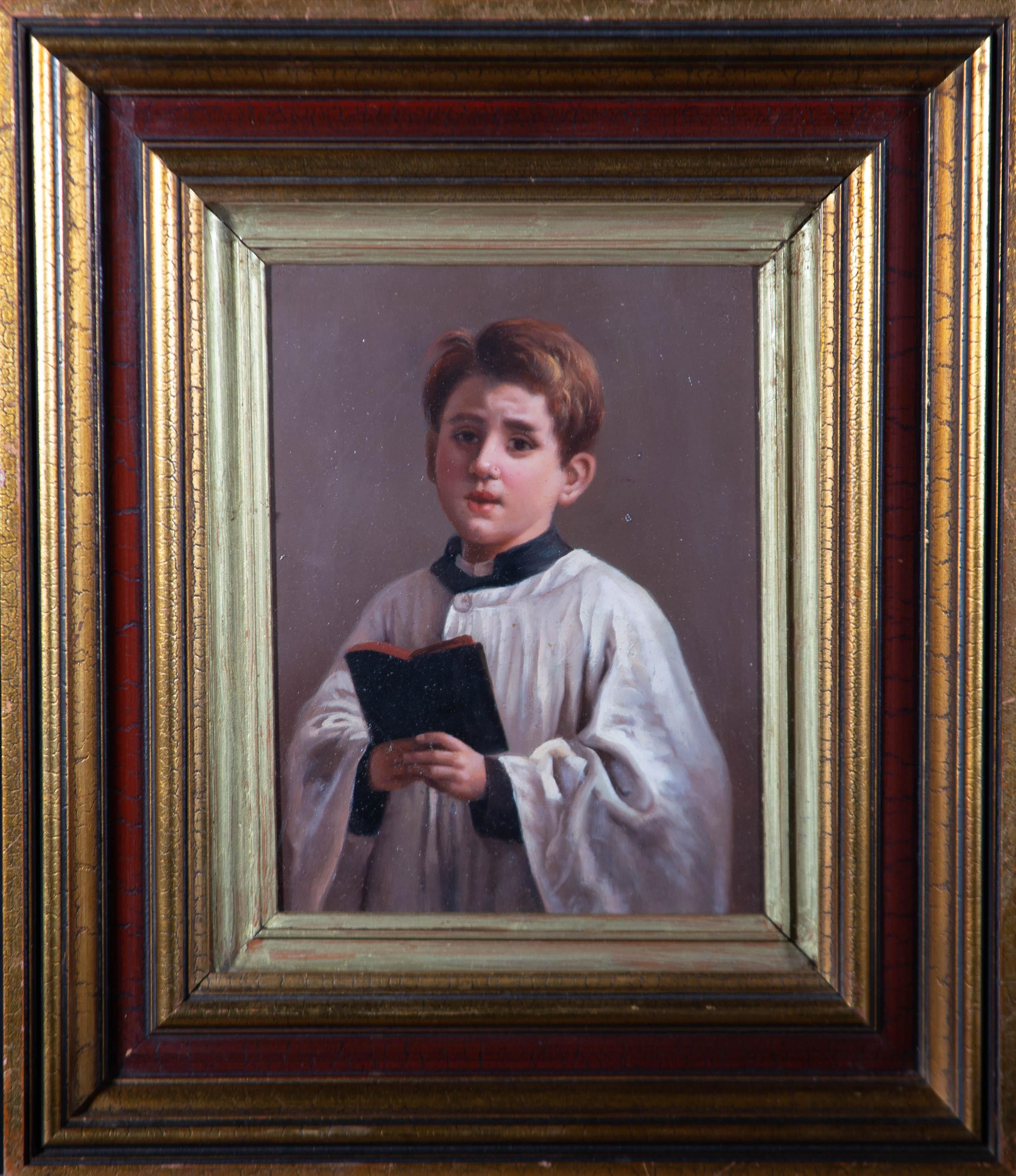 Unknown Portrait Painting - Framed Early 20th Century Oil - The Choir Boy