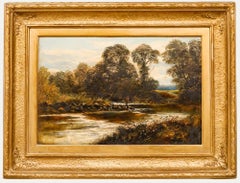 Gerahmtes Öl aus dem frühen 20. Jahrhundert - Der einsame Angler