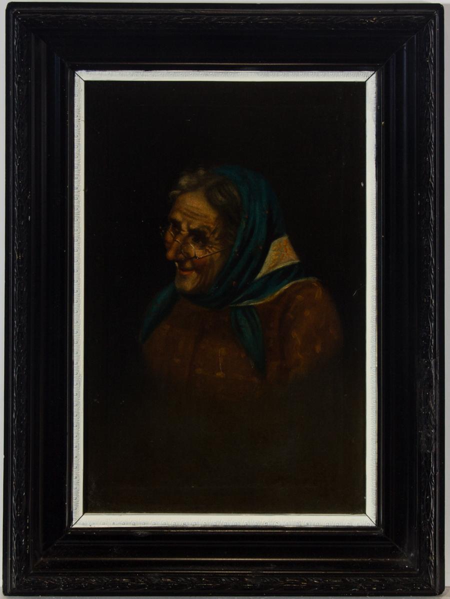 Unknown Abstract Painting - Framed Early 20th Century Oil - The Old Lady