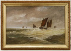Framed Early 20th Century Oil - Two Mast Fleet